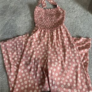 Pink Polka Dot Halter Jumpsuit